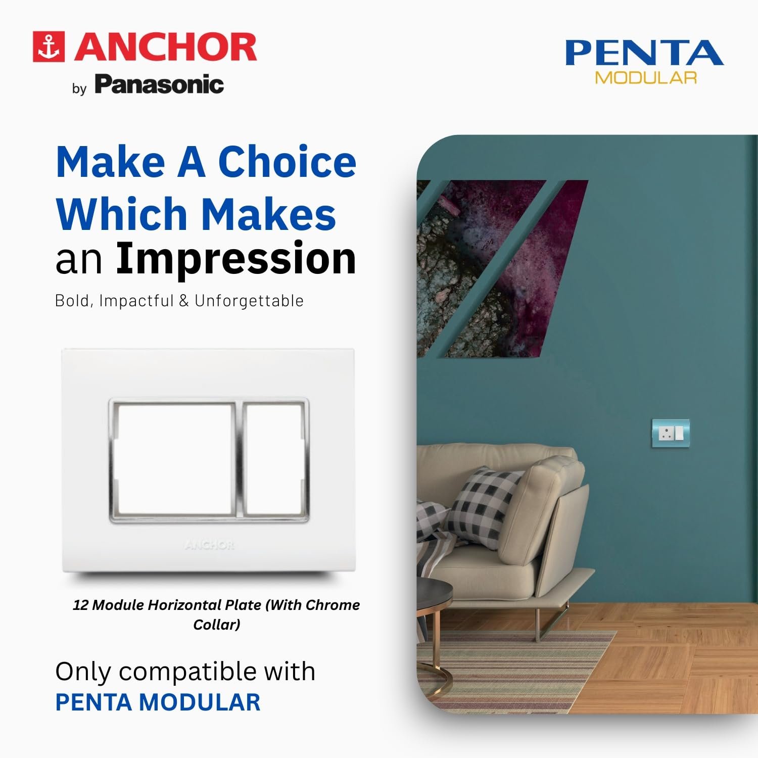 Anchor by Panasonic Penta Modular 6AX Two Way Switch, 1M Switch for Low to Medium Home Appliances (White, 65002) - Image 2