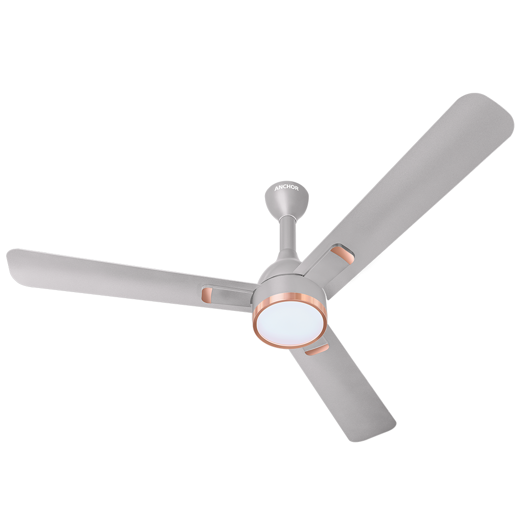 Anchor Inspirio Deco LS 1200mm Ceiling Fan - 33W Energy Saving, 360 RPM, 3-Colour LED Light, Metallic Finish (Pearl White)
