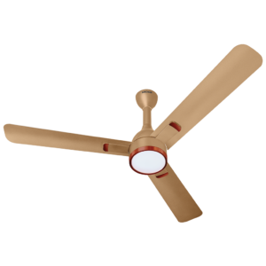 Anchor Inspirio Deco LS 1200mm Ceiling Fan - 33W Energy Saving, 360 RPM, 3-Colour LED Light, Metallic Finish (Champagne Gold)