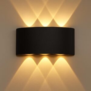 GlowRight 6 Way Indoor Outdoor Wall Lamps/Lights lamp led Light Shade/Curved Black (06 Watts, Warm White)