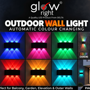 GlowRight LED Indoor/Outdoor UP/Down Wall Light, with Auto Colour Changing Function Rainproof (3up & 3 Down Multi Changing RGB)