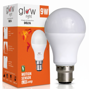 GlowRight 9 Watt Motion Sensor Led B22D Bulb for Home with 15 ft Radius Sensor Area, Auto Off After 2 Minutes,(Pack of 4)